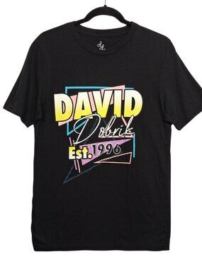 DAVID DOBRIK Graphic Tee Shirt Retro 90s Colorful Print Short Sleeve Black M